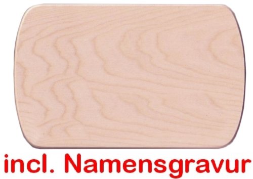 Frühstücksbrettchen Holzbrettchen 24 x 15 cm aus einem Stück ohne Motiv inclusive Gravur eines Vornamens Vesperbrett Brotzeitbrett