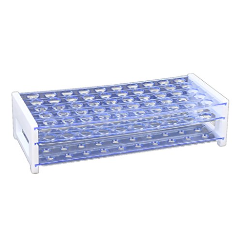 Gazechimp Reagenzglasständer für bis zu 50 Reagenzgläser, 13/16/18 mm Durchmesser – Klar, 16mm - 2