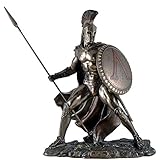 Veronese Figure of Leonidas, Spartan commander with shield and spear, 19 cm, brown