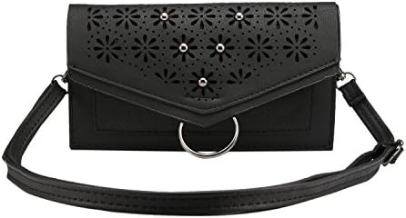 La Derkia Elegant Girls PU Leather Messenger Satchel Bag Clutch Handbag Small Purse Mini Crossbody Shoulder Bag Cellphone Pouch (Black)