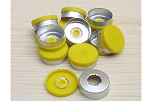 KT TECH 200pcs/lot 20mm Aluminum plastic caps flip off caps for glass vials (Yellow)