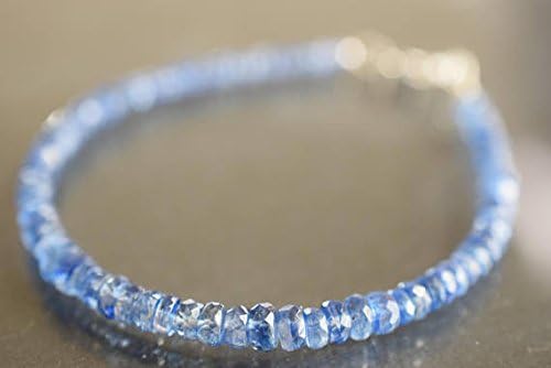 Kyanite bracelet ,AAA grade,Aries birth gemstone,genuine natural gemstone, bead Bracelet,semi precious gemstone, silver gemstone bracelet 3 - 4mm