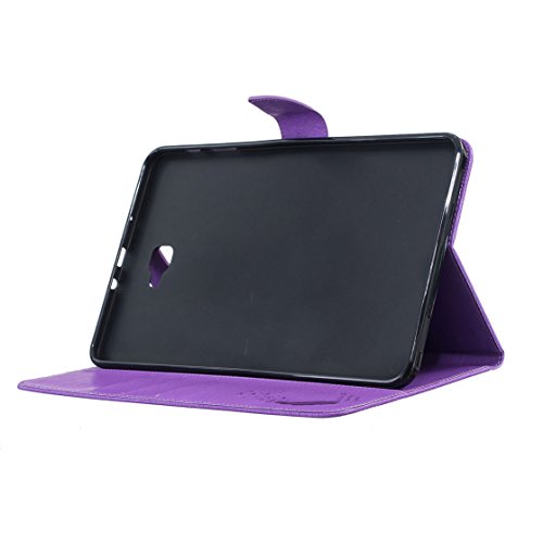 Romtronic Lederhülle Leder Tasche Case Cover für Samsung Galaxy Tab A 10.1 2016 (SM-T580 SM-T585) Hülle PU Schutz Etui Schale Feather Muster Design Backcover Flip Cover Wallet Case mit Standfunktion Karteneinschub und Magnetverschluß (violett) - 5