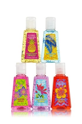 Bath & Body Works Anti-Bacterial SAY ALOHA TO HAWAII 5-Pack PocketBac Hand Gel Sanitizer Bundle 29 mL + Holder!