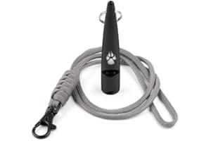 THE DOG LADY (TDL) TDL Gun Dog Training Whistle with Lanyard - Dog Whistle with Loud, Solid Tone & Far Reaching Sound - Ideal High-Frequency Long-Distance Dog Recall Whistle for Most Breeds - Black with Grey Rope