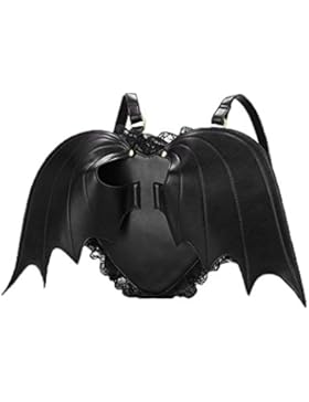 niceeshop(TM) Frauen Mädchen Fledermausflügel PU Leder Rucksack Herzengel Umhängetasche
