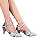 Produktbild Deloito Damen Mode Elegant Ballsaal Tango Latein Salsa Tanzschuhe Party Hochzeit Sozial Pailletten Schuhe Weicher Boden Spitze Absätze Tanzschuh (Silber,35 EU)