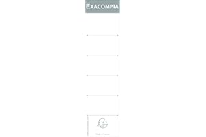 Exacompta - réf. 537E - Paquet de 10 étiquettes cartonnées pour classeur à levier - dos de 7 cm - Dinmensions de l'étiquette : larg 5,3 x épaisseur 0,4 x Hauteur 18,5 cm - coloris blanc