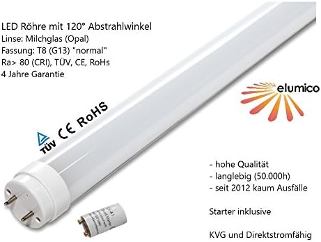 LED Tube 21W TB2612, MS- xx - 120 CM Daylight White 5000 K) beam angle: 120°/lens: frosted glass, bulb fitting: T8 Lm: 2052Lm, VDE (German Electrical Engineering Association) TÜV CE and RoHs, 4–year warranty
