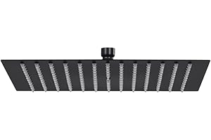 vidaXL Cabezal Ducha Efecto Lluvia Alcachofa Cuarto de Baño Accesorio Rociador Boquillas Giratoria Área Amplia Acero INOX Cuadrado Negro 30x30 cm