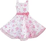 3 Layers Girls Dress Pink Flower Wave Pageant Wedding Size 4-12 Years