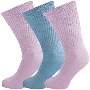 HDUK Ladies Socks6x Pairs of Ladies Diabetic Cotton Rich "EXTRA WIDE" Hand Linked Toe Socks/UK 4-8 Eur 37-42 (Pink/Blue)
