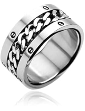 Paula & Fritz® Ring aus Edelstahl Chirurgenstahl 316Lring Ring silber Gliederkette 60 (19) – 75 (24) R7048