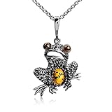 Ámbar Multicolor Plata de Ley Rana Colgante Collar Cadena 46 cm