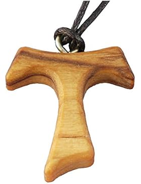 Kreuzanhänger - Tau-Kreuz Olivenholz am Band 2,8cm - Kommunion Konfirmation Anhänger- Kommunion Konfirmation Anhänger