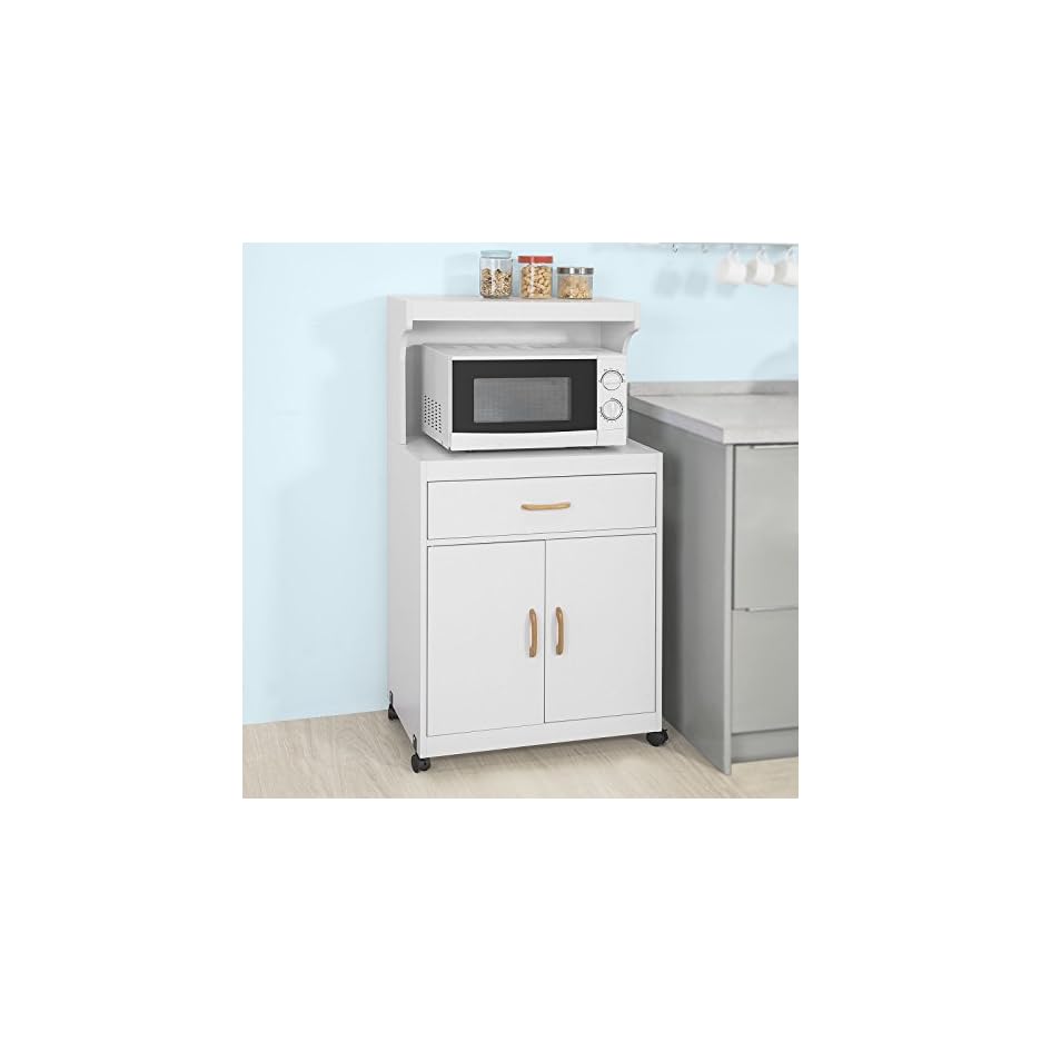 SoBuy® FSB12-W Mikrowellenschrank mit Rollen Küchenschrank Küchenwagen