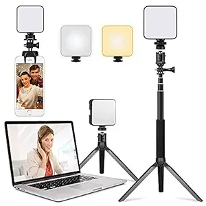 Video Conference Lighting LED Video Light with Adjustable Tripod Stand?2500 K - 6500 K, Video Light CRI95+ with Tripod and Clip,Suit for Online Meeting,Live Streaming,Photography, Vlogging