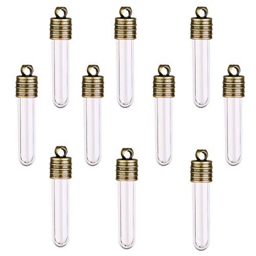 Mini Leere Glasrohr Fläschchen Charme Wünschen Flaschen Anhänger 10 Stk. Klar - 8