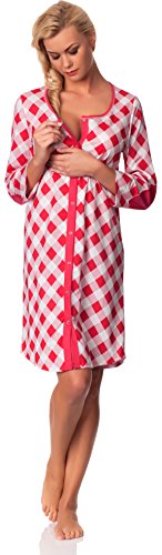 Italian Fashion IF Maternity Night Dress Iga 0111 (White/Raspberry, XL)