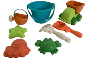 LEO & EMMA Giocattoli di sabbia per bambini, paglia di grano ecologica, 8 pezzi, giocattoli da spiaggia tra cui camion, secchio, annaffiatoio, muffa di sabbia, set di giocattoli d'acqua per la vasca da bagno