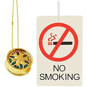HOMEGINI Gold Alloy Wheel with No Smoking Sign Style Air Freshener Hanging Perfume for Car, Home, Office