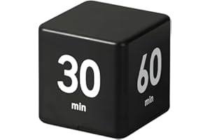 Feilifan Cube Timer, Kitchen Timer Kids Timer for ADHD Productivity Workout Flip Timer Classroom for StudyTime Countdown Management Settings 15 20 30 60 Minutes, Black