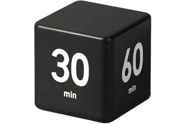 Feilifan Minuteur de Cuisine pour Enfants, adapté au TDAH, chronométrage pour l'apprentissage en Classe, paramètres de Gestion du Temps 15 20 30 60 Minutes – Noir