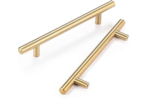 MARGUERASW 10pcs Acier Inoxydable Poignee de Meuble Or Cuisine Espacement des Trous de 160mm,Poignée en T pour Porte d'armoire Poignées de Porte de Cuisine