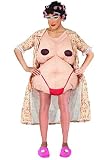 disfraces originales niños Disfraz para despedidas de soltera de Mujer Exhibicionista., Talla L., Incluye cuerpo acolchado con tanga y bata.