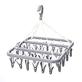 Clips Séchoir, plastique 35 pinces à linge pliable Intérieur Sock Linge pour sous-vêtements Vêtements, économie d'espace Cintre free size gris