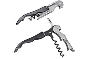 ohne Markenname Metall Kellnermesser mit Flaschenöffner, Folienschneider und Korkenzieher mit 2 Hebestufen