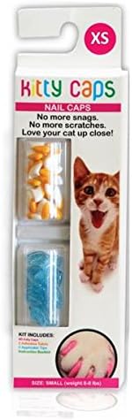 Kitty Caps Nail Caps: White/Orange and Clear/Blue Glitter, 40 Count, X-Small