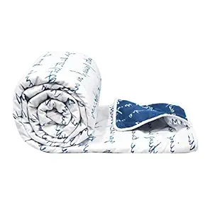 Divine Casa Luxor Abstract Polyester Single Comforter - Navy Blue and White