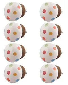 8 Pieces French Country knobs | Ceramic Kichen Cabinet Knobs | Multicolor Drawer Pulls for Dressers | Polka Dot Door Handle | 3.81 cm Knobs