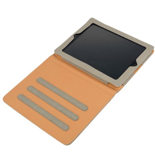 Madcase Apple iPad Air 2 / Air Smart Case Etui Faux Ledertasche Hülle mit Auto Schalf und Wach Sleep-Funktion inkl. Displayschutzfolie und Stylus Touch stift – Grau / Beige - 7