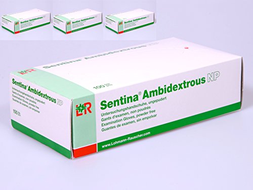 L&R: Sentina Ambidextrous Latex (Untersuchungs-) Handschuhe unsteril, puderfrei M 7-8, Neu, 1er Pack (100 Stück) - 2