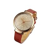 IG-Invictus Mode Frauen Leder Beiläufige Uhr Luxus Analog Quarz Kristall Armbanduhr vivet Sands Gürtel Uhr Rot