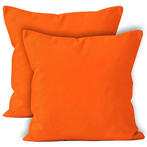 Encasa Homes Fundas de cojín de algodón - Juego de Dos, algodón, Naranja, 50cm x 50cm (20" x 20") Cushion Cover