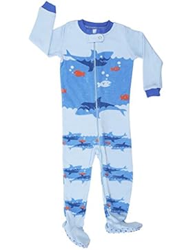 Elowel Baby Jungen Größe 68 - 110 Einteiler Strampler Schlafanzug Schlafoverall Hai 100% Baumwolle