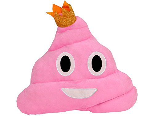 Emoji Kissen Großer Kopfkissen 3 Stück Set, Emoticn Weiche Gefüllte Plüschkissen Farben – Kackbraun, rosafarbige Prinzessin, Regenbogen (Groß Emoji 33cm) - 4