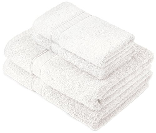 Pinzon by Amazon Lot de serviettes, 2 draps de bain et 2 serviettes de bain en coton Blanc Pinzon by Amazon Lot de serviettes, 2 draps de bain et 2 serviettes de bain en coton Blanc