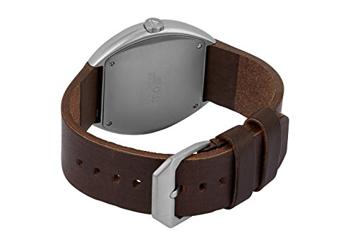slow O 06 - Dark Brown Vintage Leather Silver Case Creme Dial Unisex Quartz Watch with Beige Dial Analogue Display and Dark Brown Leather Strap