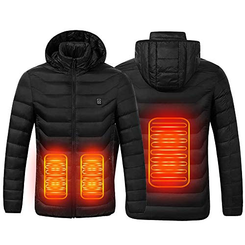 SUPTEMPO Giacca Riscaldata, Giacche Invernali Antivento Giacca Riscaldata a Batteria con 3 Intensità di Calore per Uomo Donna (Nero, L)