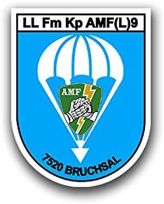 Sticker LL FM KP AMF (L) 9 Luftlandefernmeldekompanie 9 Bruchsal LLFmKp AMF Crest Insignia German Army Paratroopers Unit Suitable for VW Polo Golf GTI BMW Audi Vauxhall Ford Mercedes 3–7 x 5 #A1585 CM)