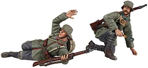 W Britain - "Forward" 1916-18 German Infantry Prone Signaling & Kneeling Collectible Toy Soldier 1/30 Scale Hand Painted Metal Figure by W Britain