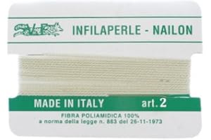 ARGENTO E DINTORNI Filo infilaperle con ago colore avorio in nylon per collane bracciali nailon varie misure (2)