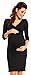Zeta Ville - Women's Maternity Wrap V-neckline Empire Seam Pleated Dress - 001c (Black, 10)