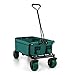 Produktbild WaldbeckThe Green Bollerwagen Strand Handwagen Transport-Wagen zum ziehen (zusammen faltbar / klappbar, bis 70kg Belastbar, 10cm Breite Räder, leichter Stahl-Rahmen) grün