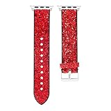 Knowin Uhrenarmband Unisex Paillettenbesetzter Schnellspanner Band Riemen Bling Glitter Leather Wrist Ersatzarmband Uhrarmband für Apple iwatch 4 40mm