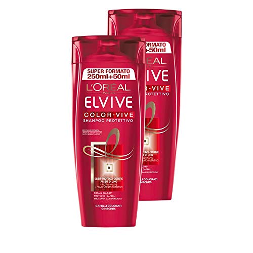 L'Oréal Paris Elvive Color-Vive Shampoo Protettivo per Capelli Colorati o Mèches, 2 x 300 ml